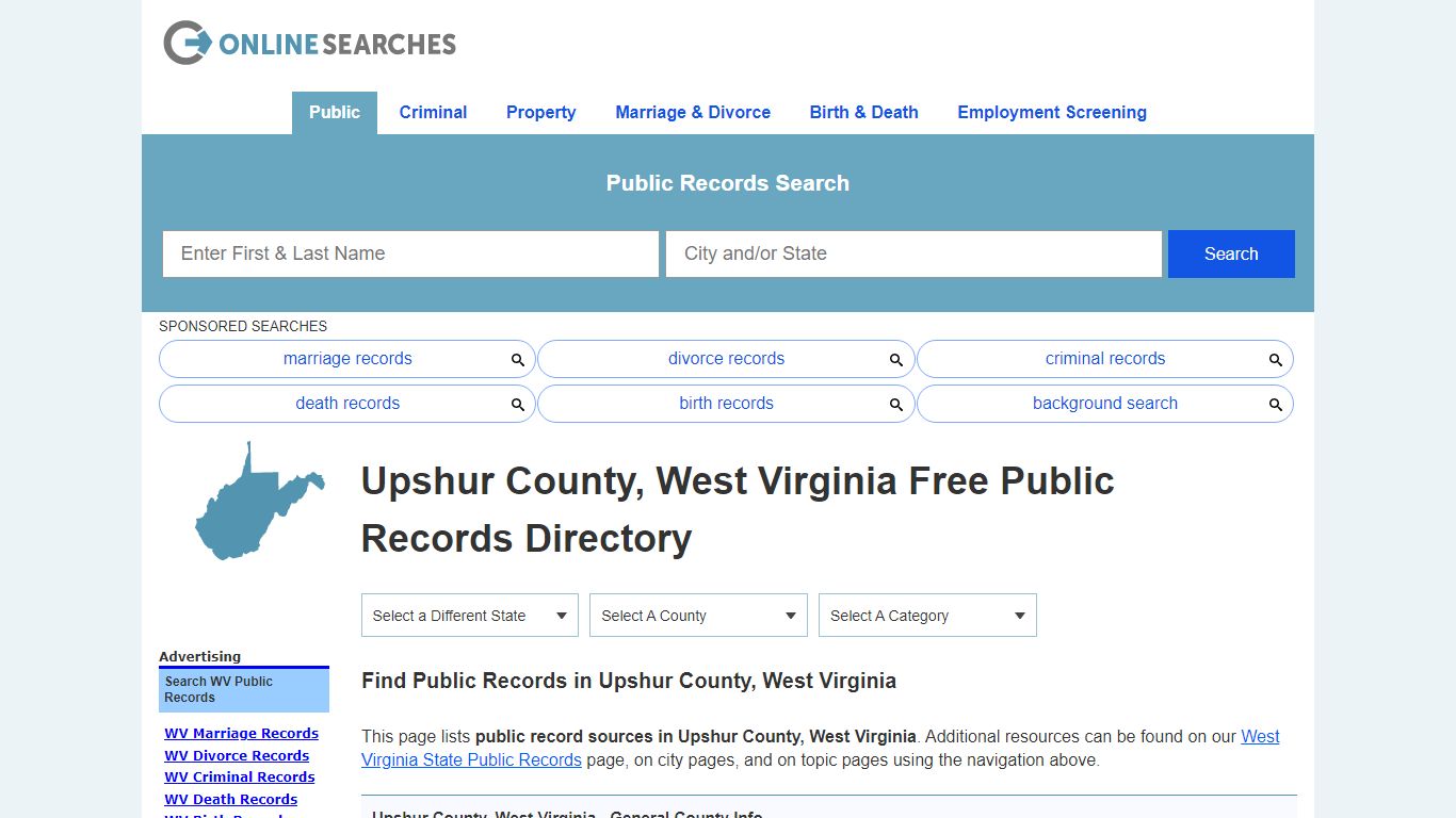 Upshur County, West Virginia Public Records Directory
