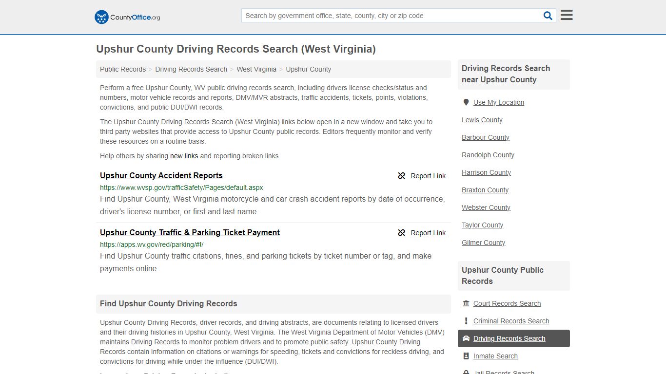 Upshur County Driving Records Search (West Virginia)